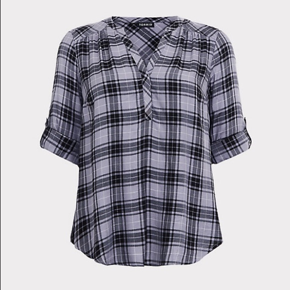 Torrid Harper blue plaid blouse